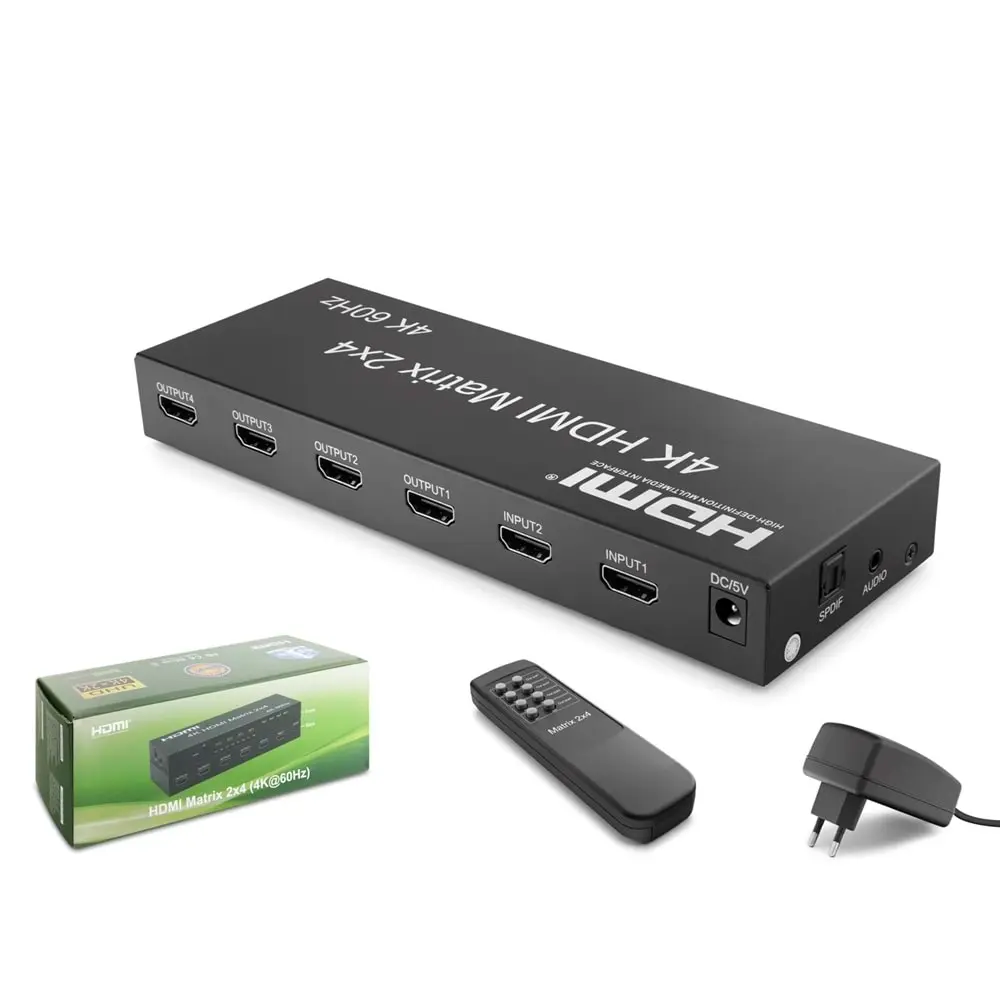 Hadron HDX1388 2 Port Giriş 4 Port Çıkış 4K 60Hz Switch HDMı Görüntü Çoklayıcı