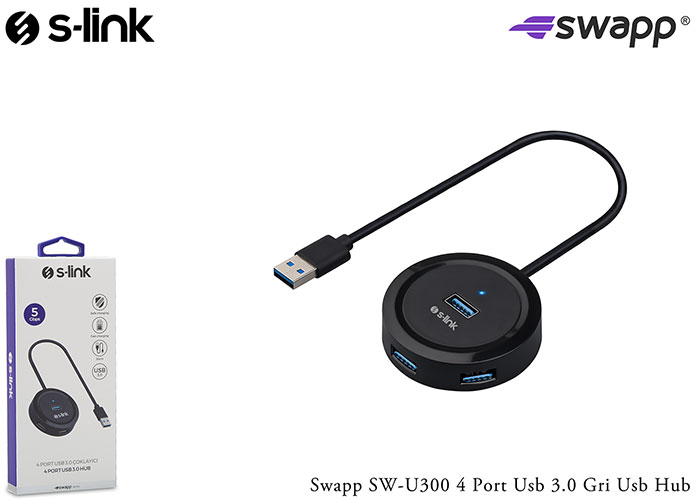 S-Link SW-U300 USB 3.0 to 4 Port USB 3.0 Siyah Yuvarlak USB Çoklayıcı Hub