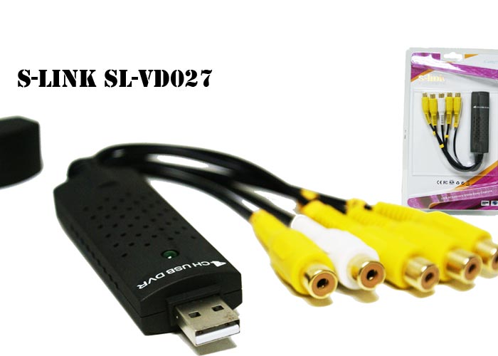 S-Link SL-VD027 USB to DVR 4 Port Erkek-Dişi Siyah Dönüştürücü Adaptör