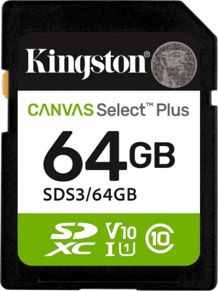 Kingston SDS3/64GB 64 GB 100Mb/s SDXC Canvas Select plus Gen3 C10 UHS-I U3 V30 SD Hafıza Kartı