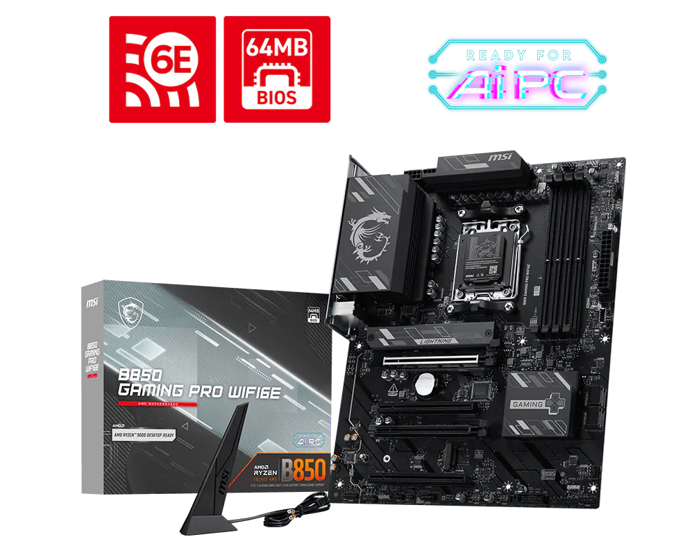 Msi B850 GAMING PRO WIFI6E Sc-Am5 DDR5 8200Mhz 2xM2 2.5Gbit Wi-Fi 6E ATX AMD Anakart