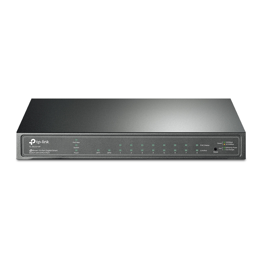 Tp-Link TL-SG2210P JetStream 8 Port Gigabit PoE+ 2 Port SFP 58W PoE Switch