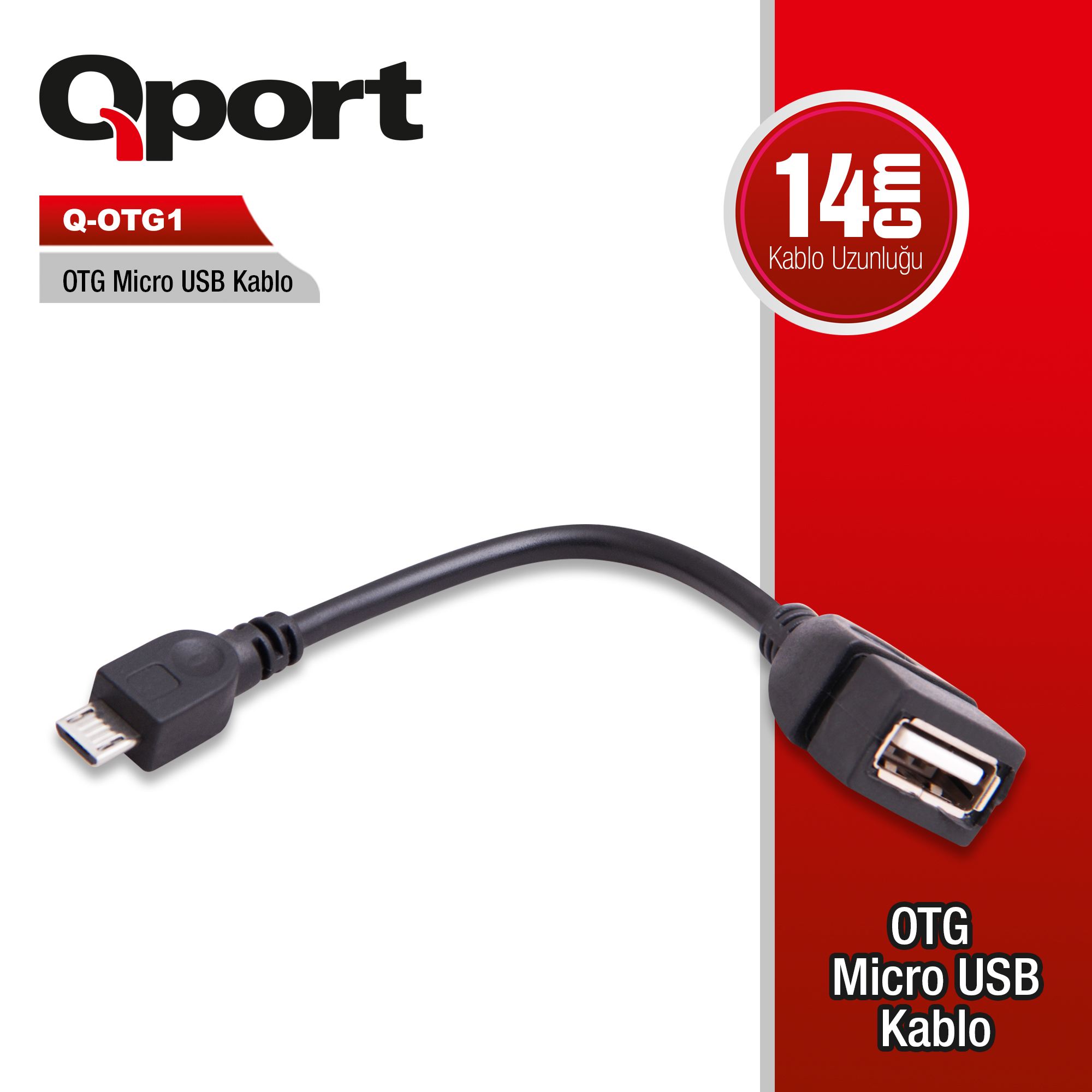 Qport Q-OTG1 micro USB to USB Erkek-Dişi Dönüştürücü Adaptör