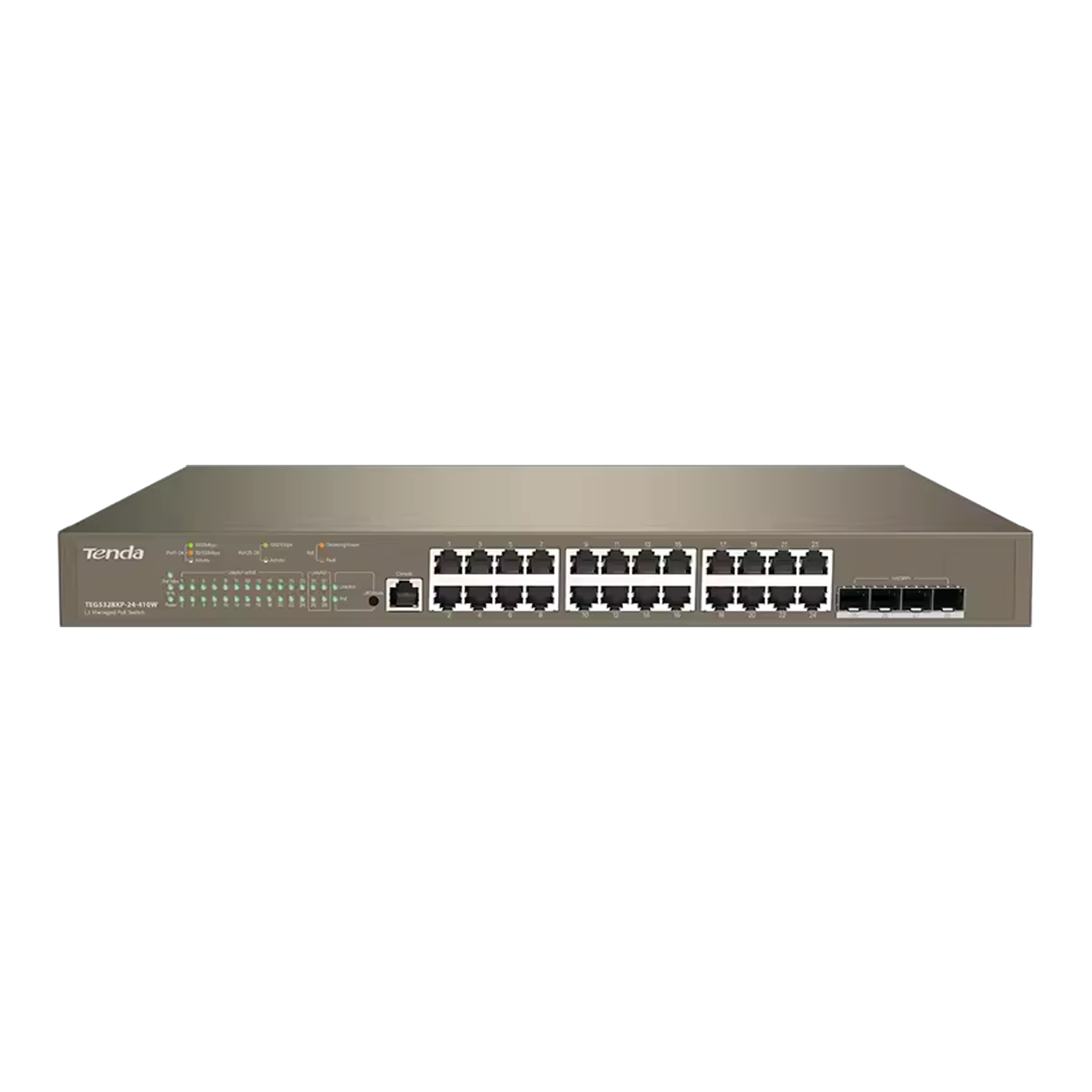 Tenda TEG5328XP-24-410W 24 Port Gigabit PoE 4 Port 10G SFp 370w Yönetilebilir PoE Switch