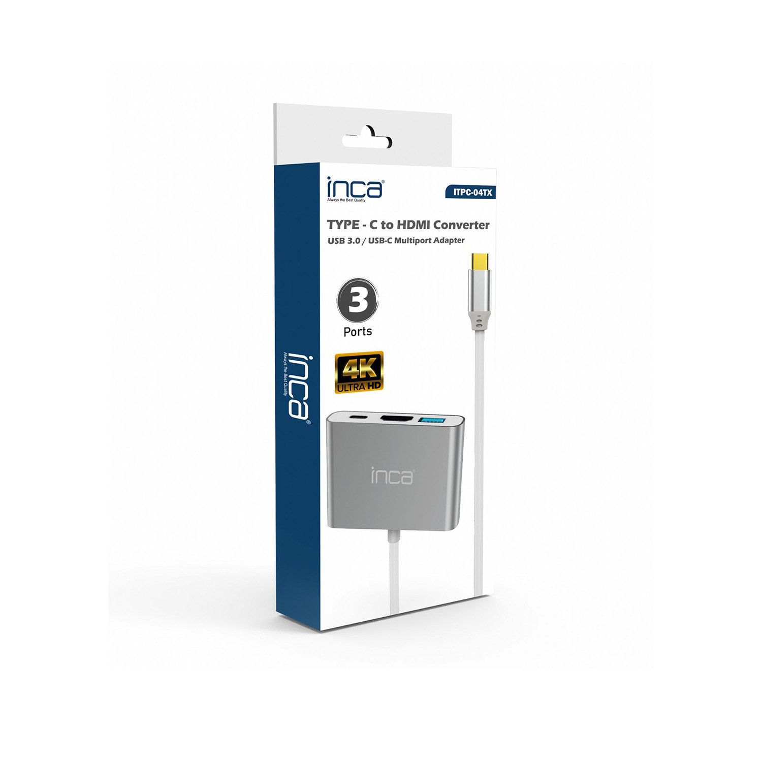 Inca ITPC-04TX USB Type C to HDMI 4K 30Hz OSB 3.0 PD 100W Akım Korumalı USB Ekran Adaptörü