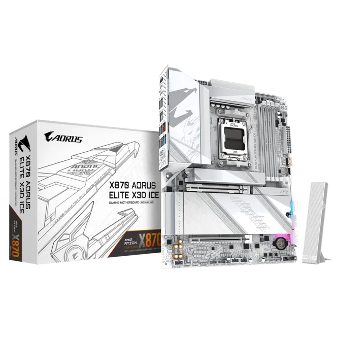 Gigabyte X870 AORUS ELITE X3D ICE Sc-AM5 DDR5 8800MHz 4xM2 5Gbit Wi-Fi7 ATX AMD Anakart
