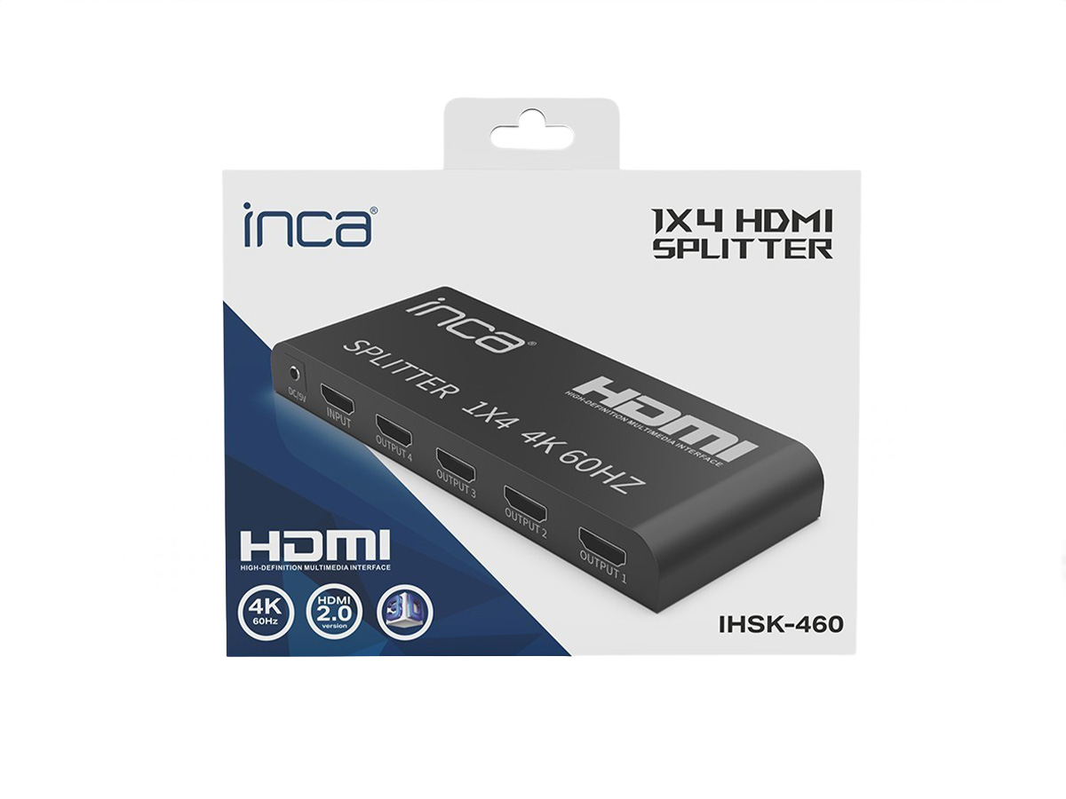 Inca IHSK-460 1 Port Giriş 4 Port Çıkış 4K 60Hz HDMI Spliter Çoklayıcı