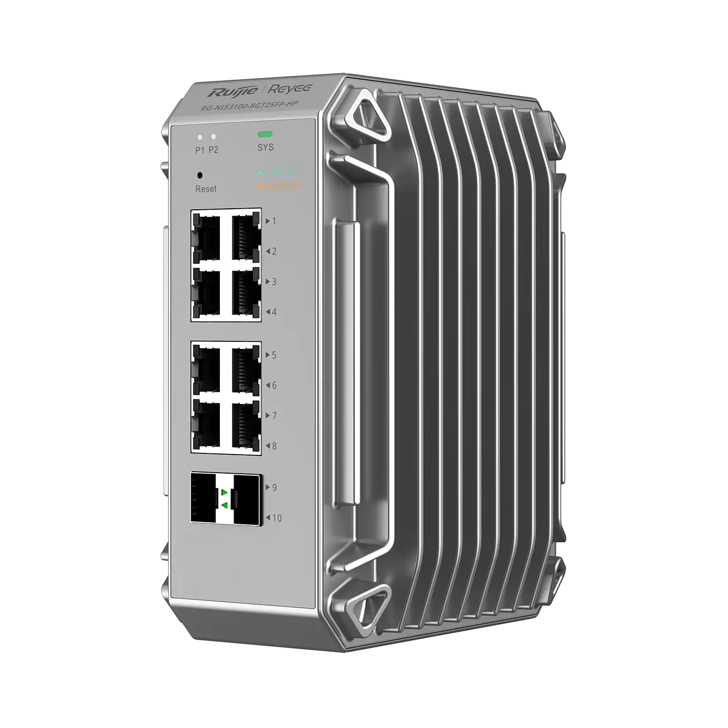 Ruijie RG-NIS3100-8GT2SFP-HP 8 Port Gigabit PoE+ 2 Port SFP Endüstriyel Poe Switch