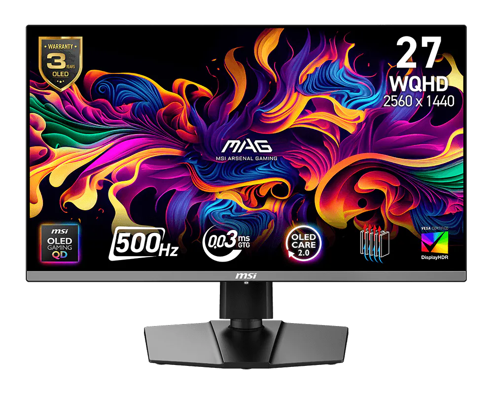 Msi MAG 272QP QD-OLED X50 26.5 inch 2560x1440 0.03ms 500Hz HDMI DP QLED Prenium Pro Monitör