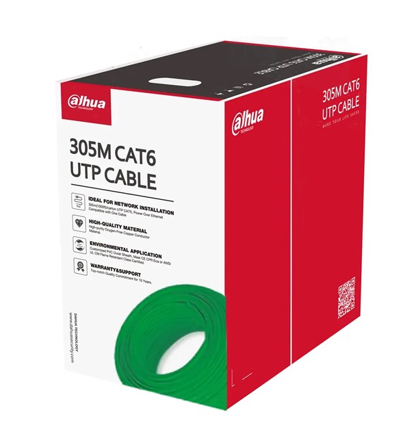 Dahua PFM920I-6UN-C-GREEN 305 Mt CAT6 UTP AWG 24 Yeşil Network Kablosu