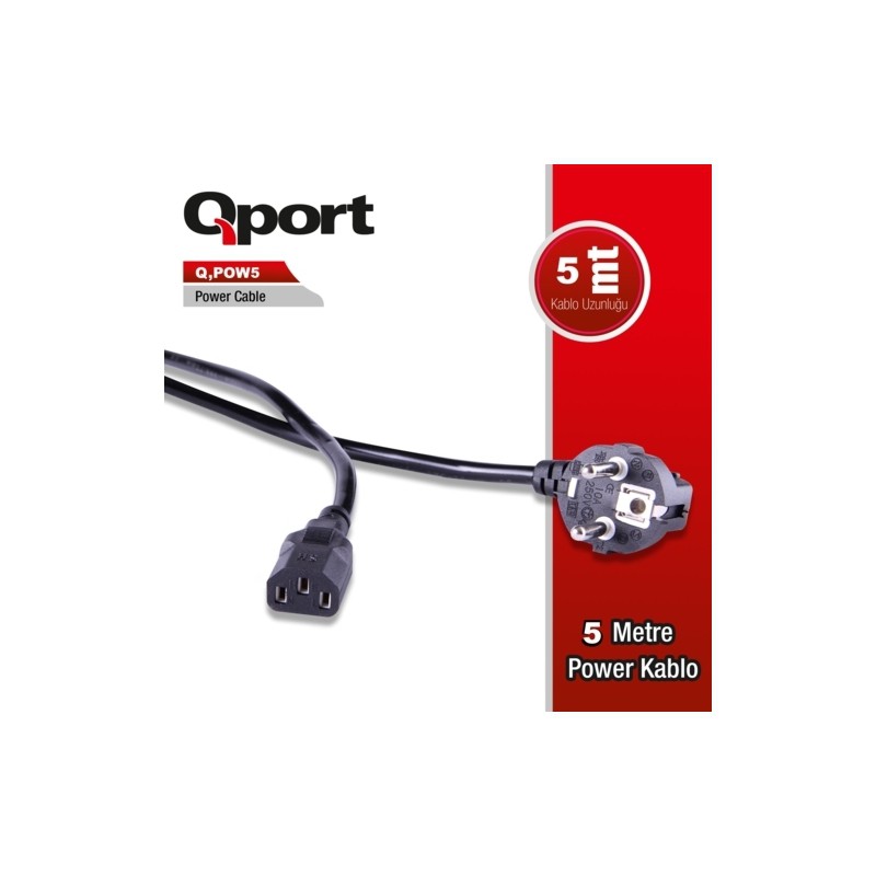 Qport Q-POW5 5Mt 3x0.75mm Power to C13 Power Kablosu
