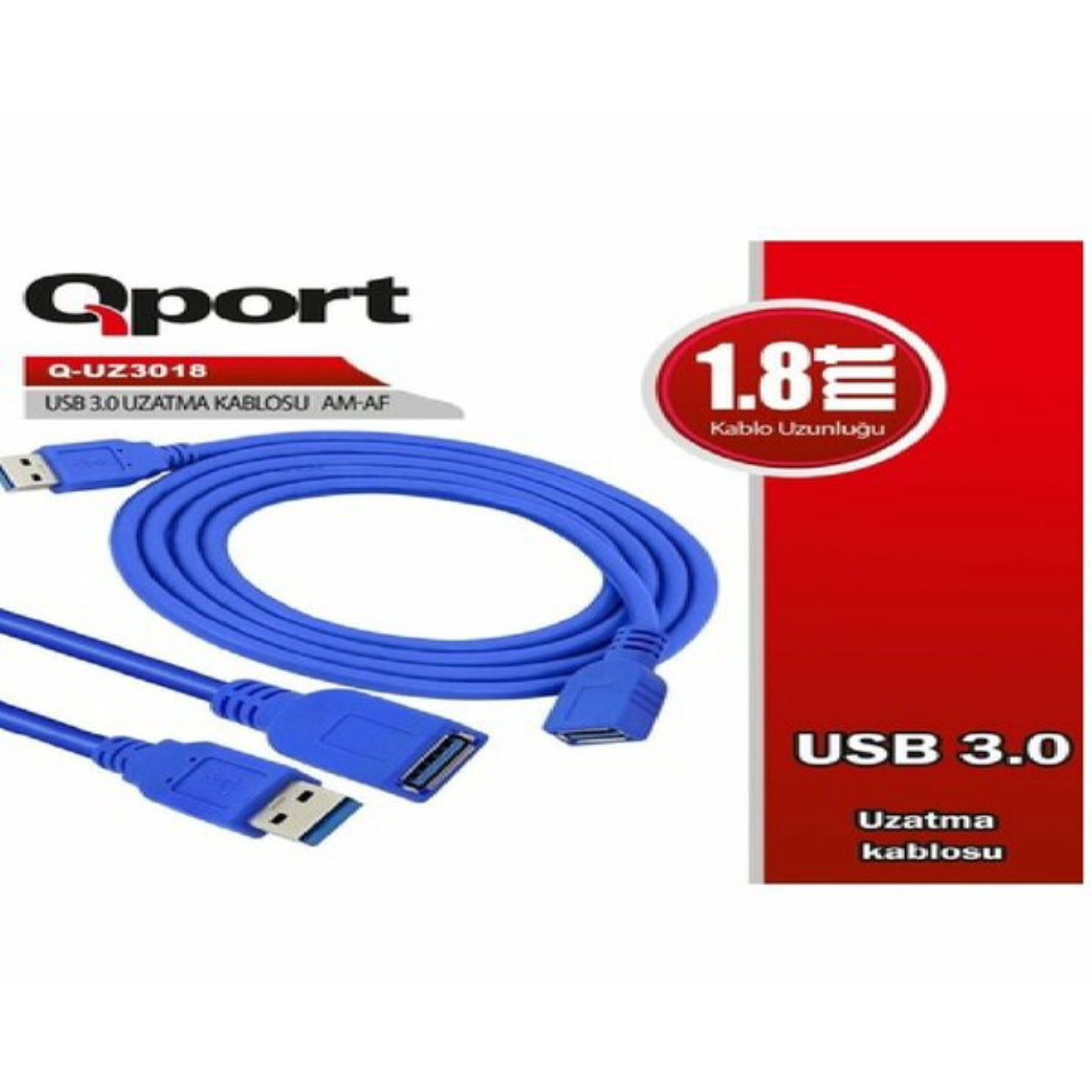 Qport Q-UZ3018 1.8 Mt USB 3.0 to USB 3.0 Erkek-Dişi USB 3.0 Uzatma Kablosu