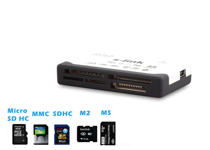S-Link SLX-A62 USB TF M2 SD CF Harici Kart Okuyucu
