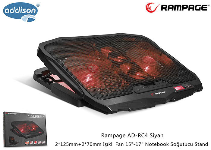 Addison AD-RC4 15-17 inch 2x12.5cm 2x7cm Fan Rampage Notebook Soğutucu