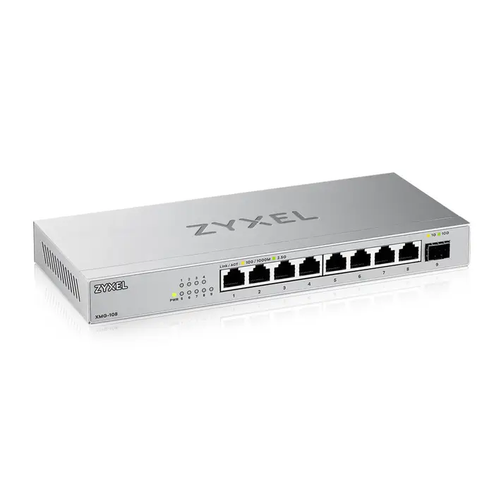 Zyxel XMG-108-ZZ0101F 8 Port 2.5 Gbit 1 Port SFP Metal Kasa Masaüstü Ethernet Switch