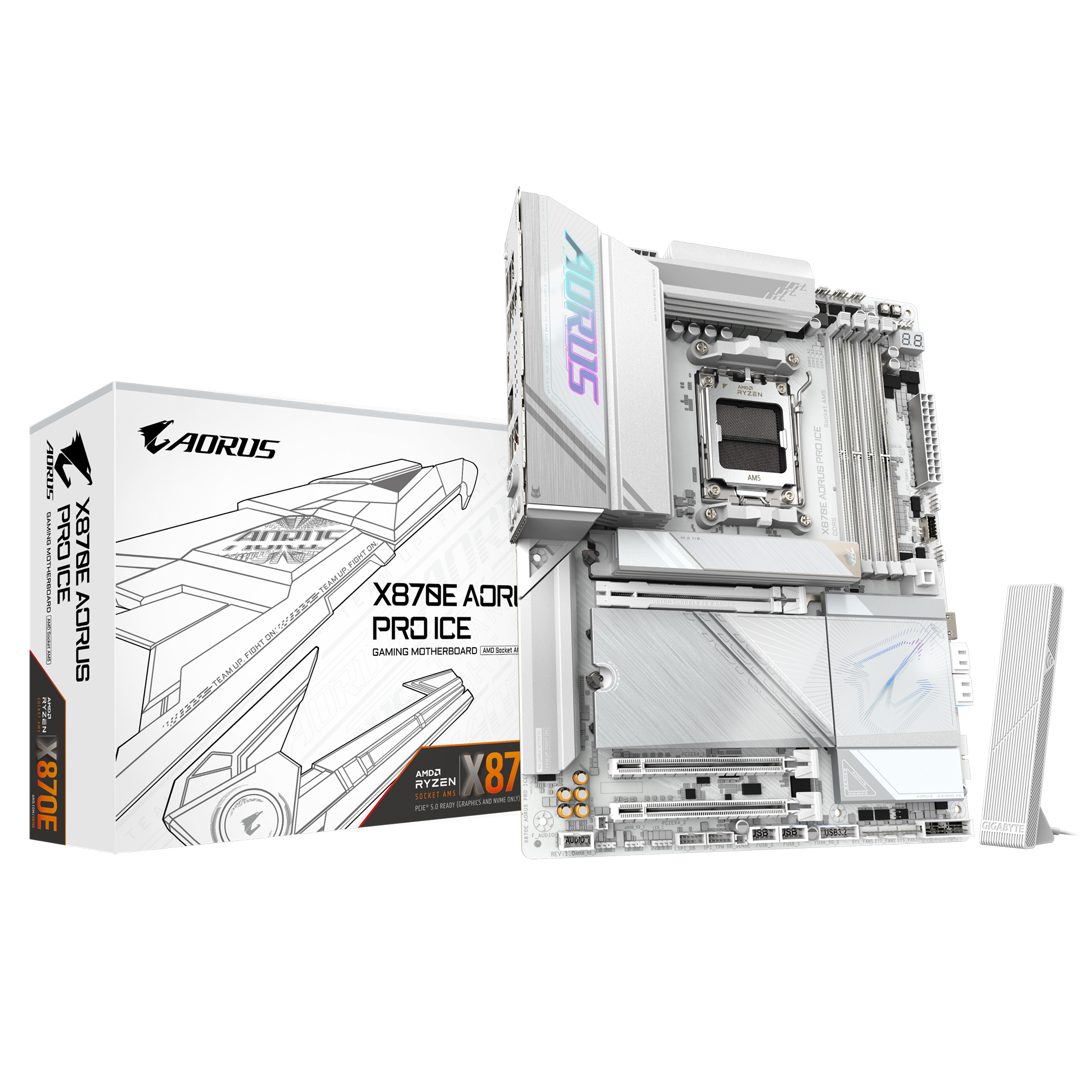 Gigabyte X870E AORUS PRO ICE Sc-AM5 DDR5 8200Mhz 3xM2 Wi-Fi7 2.5Gbe LAN ATX AMD Anakart