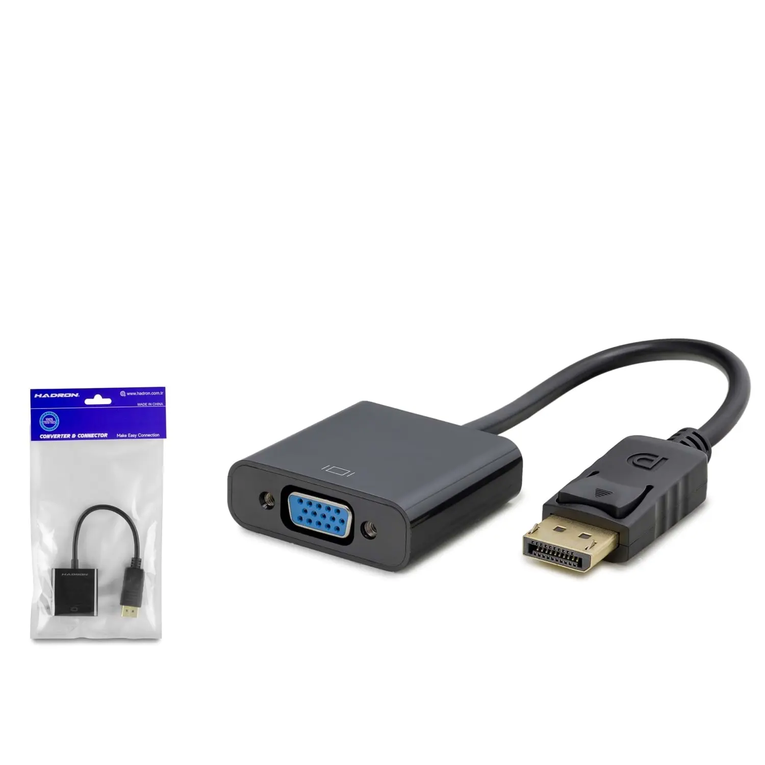 Hadron HDX7763 DISPLAY PORT to VGA Erkek-Dişi 1080P Dönüştürücü Adaptör