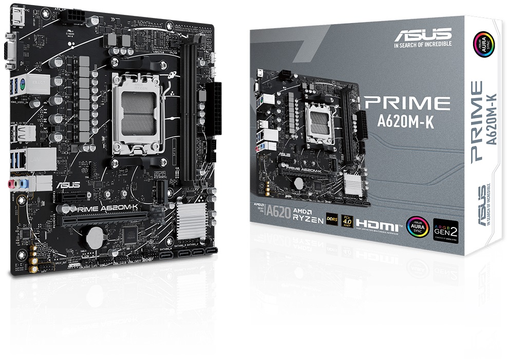 Asus PRIME A620M-K SC-AM5 A620 DDR5 6400Mhz M.2 AURA ARGB mATX AMD Anakart