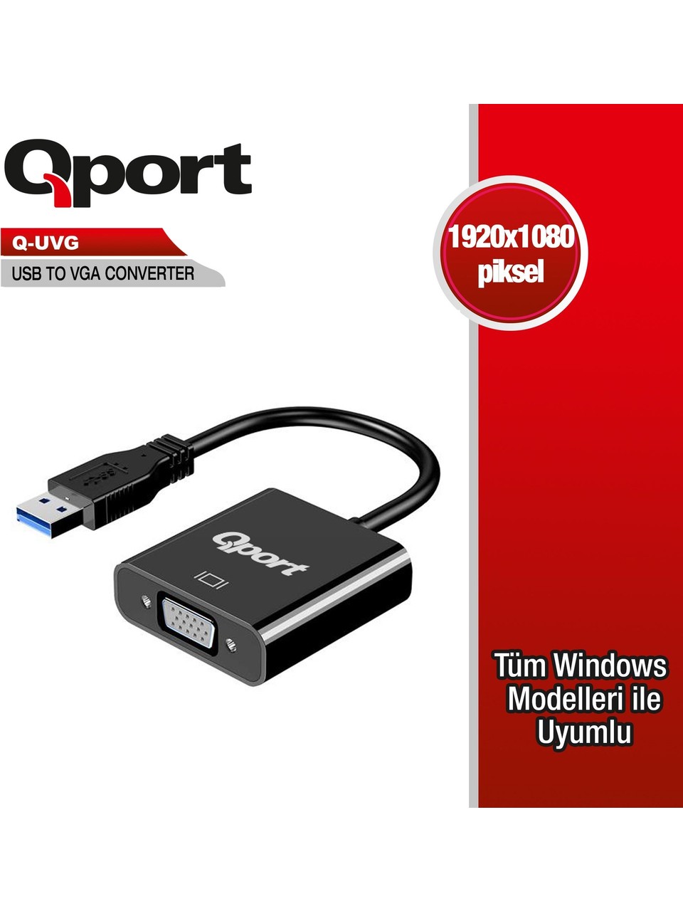 Qport Q-UVG USB 3.0 to VGA USB Ethernet Adaptörü