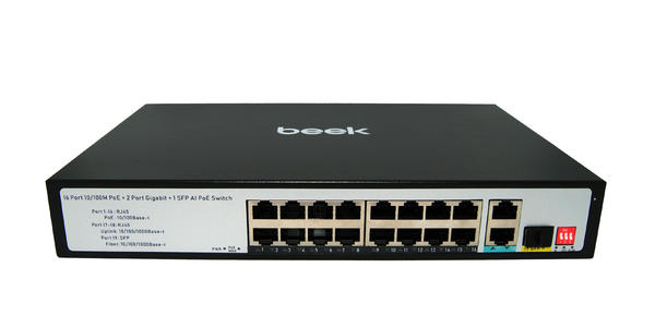 Beek BN-FS-1163P2G1S 16 Port 10/100Mbps PoE+ 2 Port Lan 1 Port SFP 200W Poe Switch