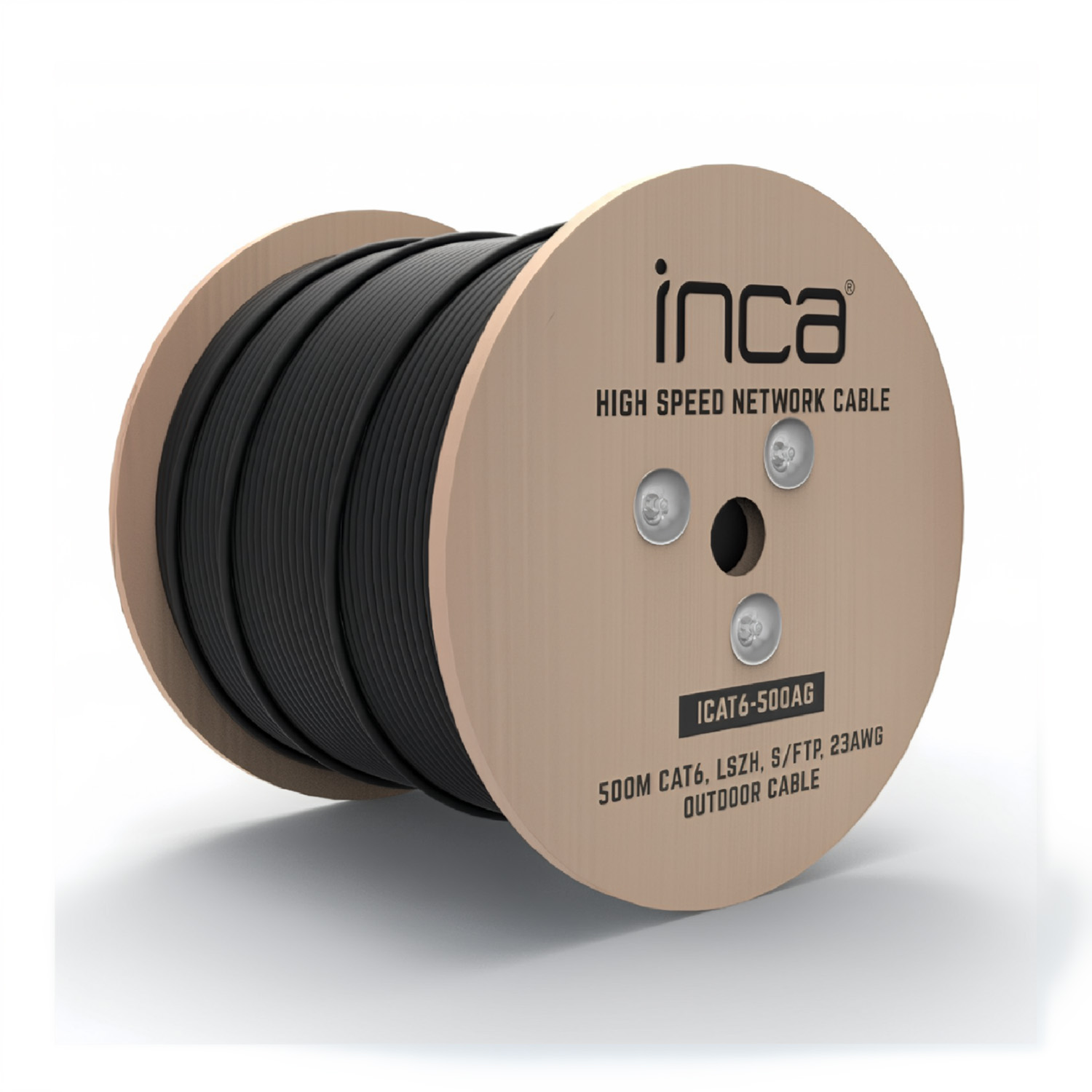 Inca ICAT6-500AG 500 Mt CAT6 S-FTP 23AWG 0.50mm Siyah Outdoor Dış mekan Network Kablosu