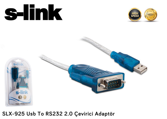 S-Link SLX-925 USB 1.0 to RS232 9 Pin 25 Pin Erkek-Erkek Dönüştürücü Adaptör