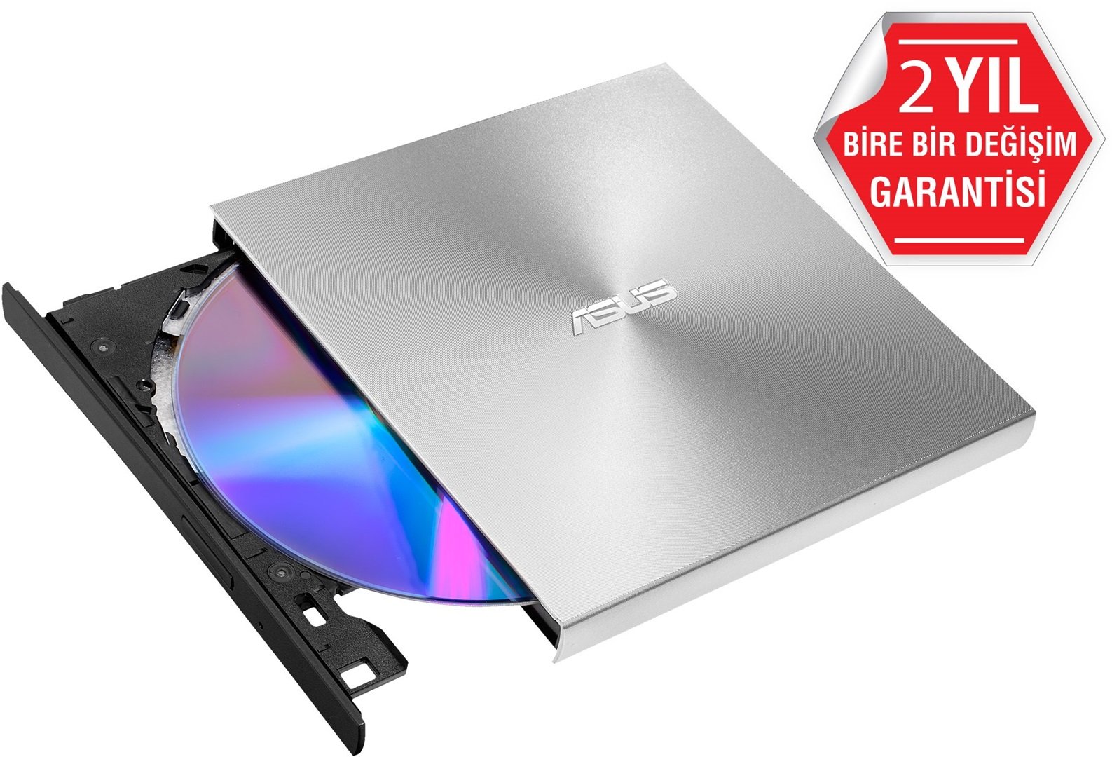 Asus ZENDRİVE-U9M SDRW-08U9M-U  USB Type C ve USB 2.0 Destekli İnce Gümüş Harici DVD Yazıcı