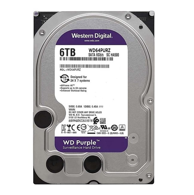 Western Digital WD64PURZ 6 TB 5400Rpm 64MB SATA3 3.5 inch Purple 7/24 Güvenlik Harddisk