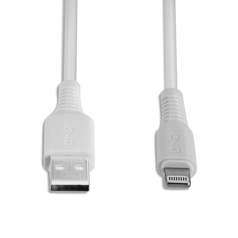 Lindy LIN-31325 0.5 Mt USB 2.0 to Lightning C89 Erkek-Erkek Beyaz Apple Şarj Kablosu