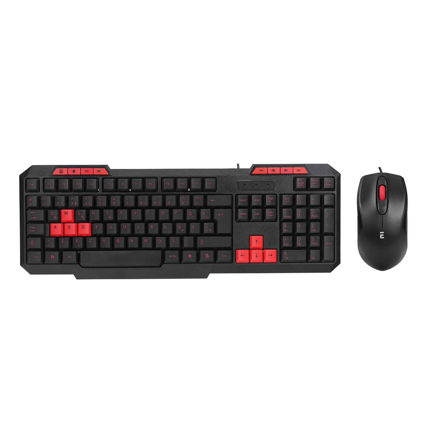 Everest KM-6825 USB Q TR Kırmızı Tuşlu Multimedia Kablolu Klavye Mouse Set