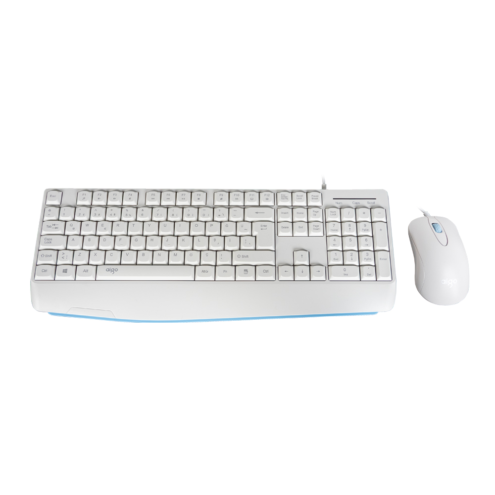 Aigo AK310 Pro USB Q TR Beyaz Kablolu Klavye Mouse Set