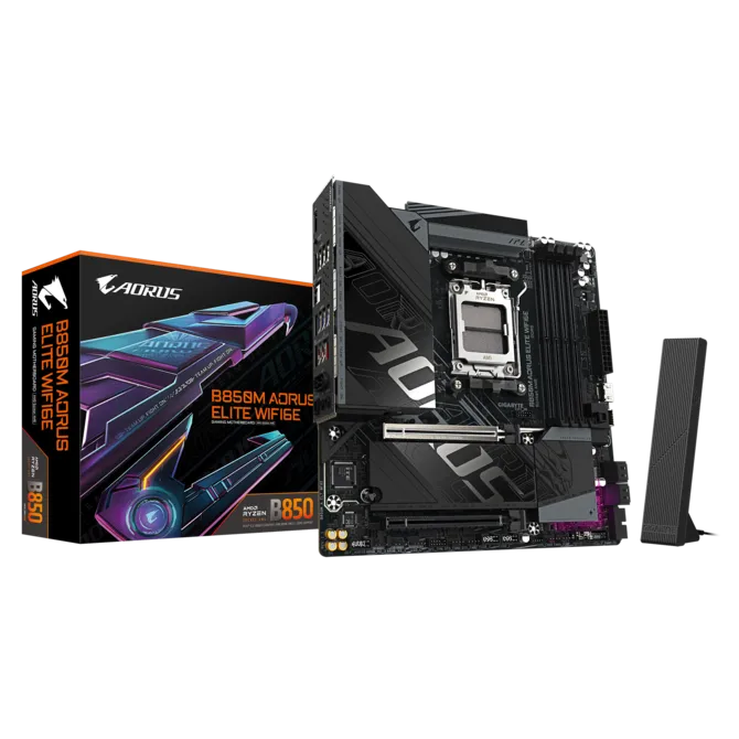 Gigabyte B850M AORUS ELITE WIFI6E Sc-AM5 DDR5 8200Mhz 2xM2 2.5Gbit Wi-Fi 6E mATX AMD Anakart