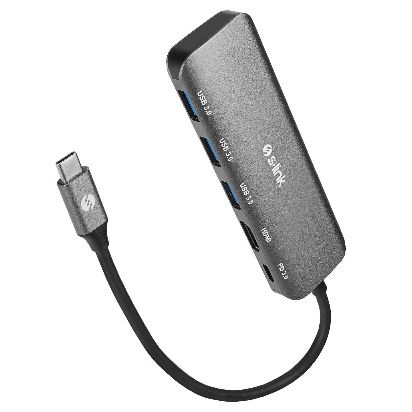 S-Link SW-USBC030 USB Type C to HDMI 3xUSB 3.0 1xPD Metal USB Ekran Adaptörü