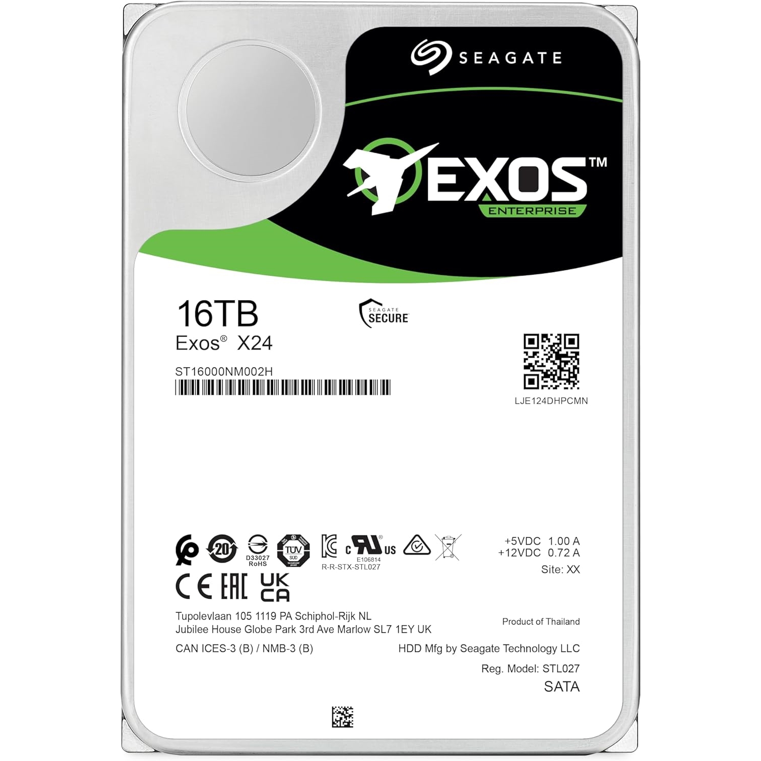 Seagate ST16000NM002H Exos X24 16 TB 7200Rpm 512E SATA3 3.5 inch Exos Nas Harddisk