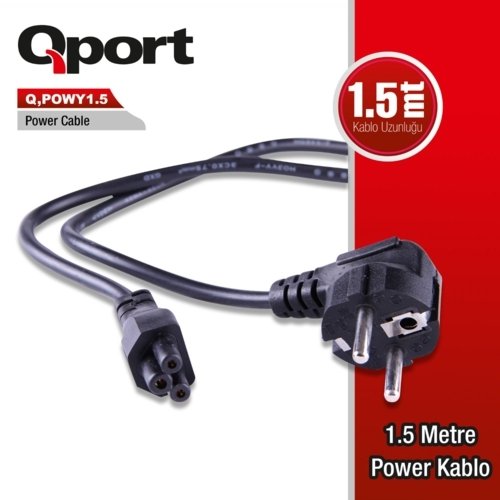 Qport Q-POWY1.5 1.5 Mt 3x0.75mm Power Notebook Kablosu