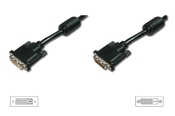 Digitus AK-320200-030-S 3 Mt DVI-D to DVI-D 24+1 Erkek-Dişi 2xFerrite AWG28 Zırhlı Görüntü Kablosu