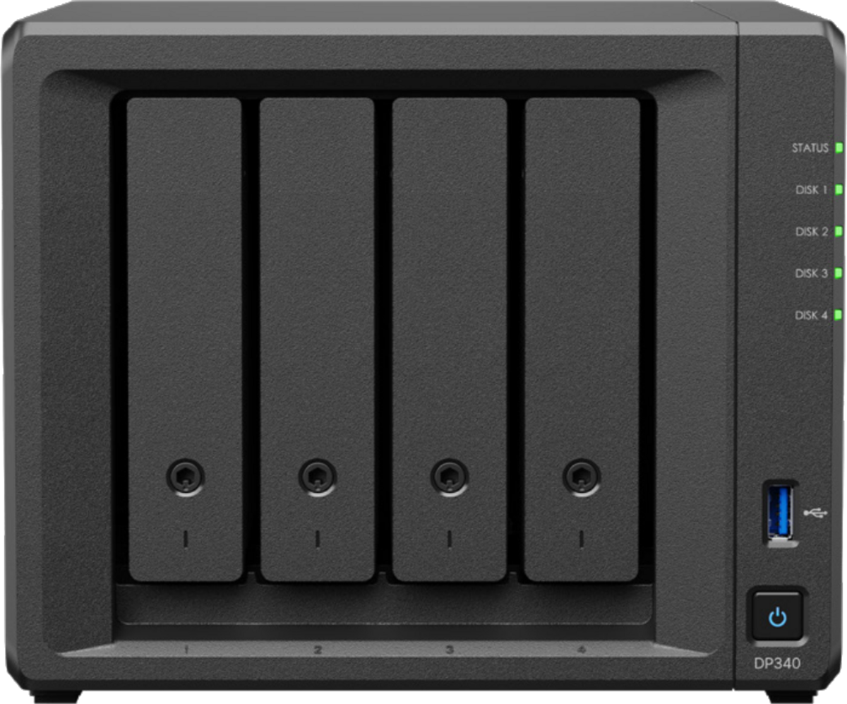 Synology DP340 Amd R1600 16GB DDR4 4XHDD 2xM2 2x1Gbit LAN Ağ Depolama NAS Cihazı