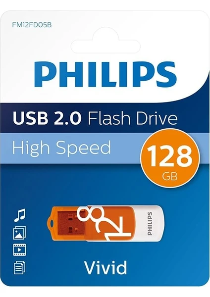 Philips FM12FD05B 128 GB Vivid Turuncu Usb 2.0 Flash Bellek