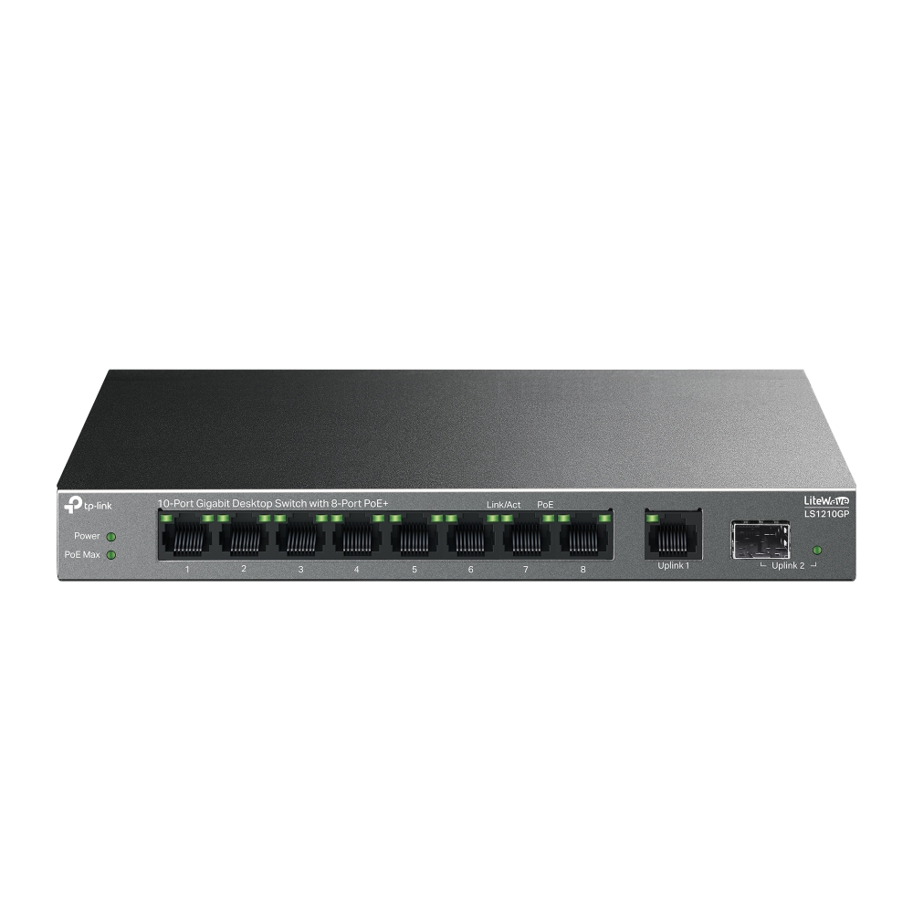 Tp-Link LS1210GP 10 Port Gigabit 8 Port PoE+ Masaüstü PoE+ Switch