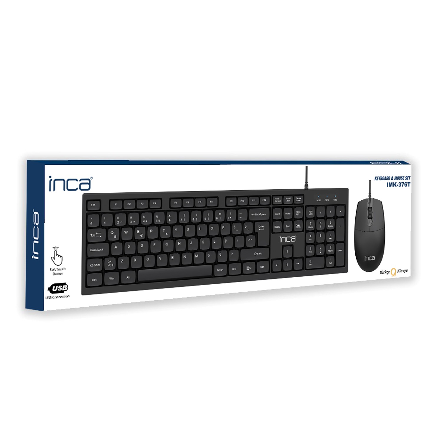 Inca IMK-376T Usb Q TR Multimedia Siyah Kablolu Klavbye Mouse Set