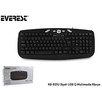 Everest KB-831U Q TR Multimedia USB Siyah Kablolu Klavye