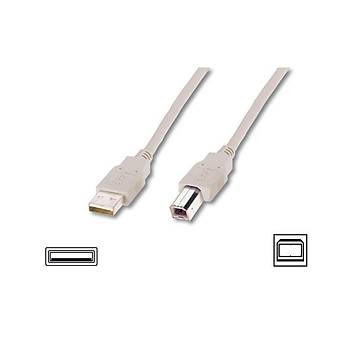 Digitus AK-300102-030-E 3 Mt USB 2.0  to USB 2.0 Tip B Erkek-Erkek AWG28 USB 2.0 Bej Yazýcý Kablosu