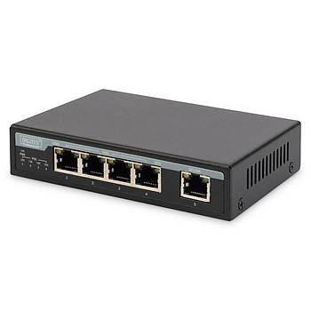 Digitus DN-95320 5 Port 10/100Mbps PoE 1 Uplink Masa Üstü 65W PoE Switch