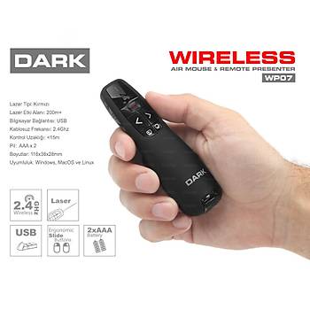 Dark DK-AC-WP07BT WP07 Kýrmýzý Lazerli Wireless Bluetooth Sunum Kumandasý