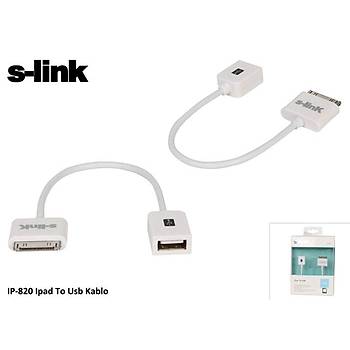 S-Link IP-820 USB 2.0 to iPad Erkek-Diþi Beyaz OTG Data Þarj Kablosu