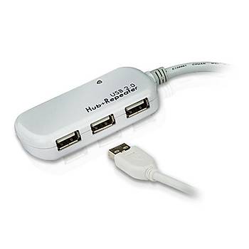 Aten UE2120H USB 2.0 to 4 Port USB 2.0 12 Mt Mesafe Uzatmalý Plastik Beyaz Hub