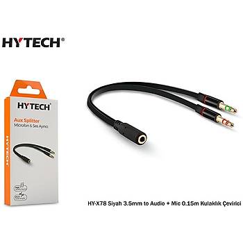 Hytech HY-X78 0.15 Mt 3.5 mm Audio Microfon Diþi-Erkek Kulaklýk Ses Dönüþtürücü Kablo