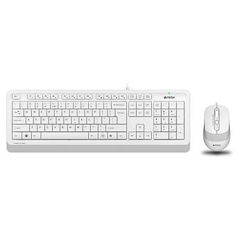 A4 Tech F1010 Q TR USB Multimedia Kablolu Beyaz Klavye Mouse Seti