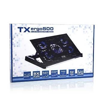 Tx TXACNBERGO500 11-17 inch Ergo500 5x Mavi Ledli Fan 6X Yükseklik Ayarlý 2 USB Notebook Stand