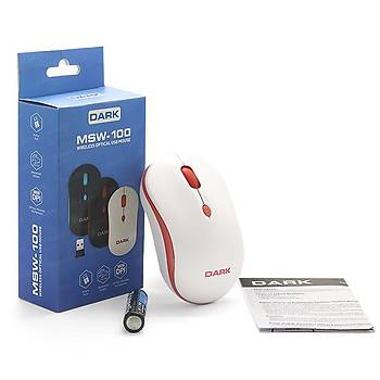 Dark DK-AC-MSW100W MSW100W 1600Dpi 4 Tuþlu Kablosuz Beyaz Kýrmýz Mouse